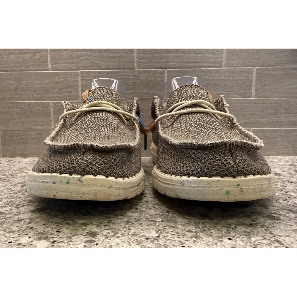 Hey Dude Unisex Adult Walnut Wally Sox Stretch Khaki Slip On Casual Loafer L9/M7